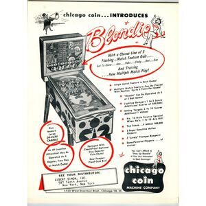 Blondie Pinball Machine FLYER Original 1956 Vintage Coin-Op Amusement Game Art